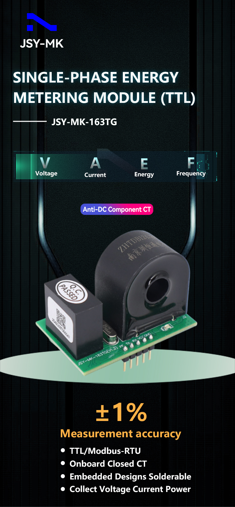 JSY-MK-163TG single-phase energy meter module