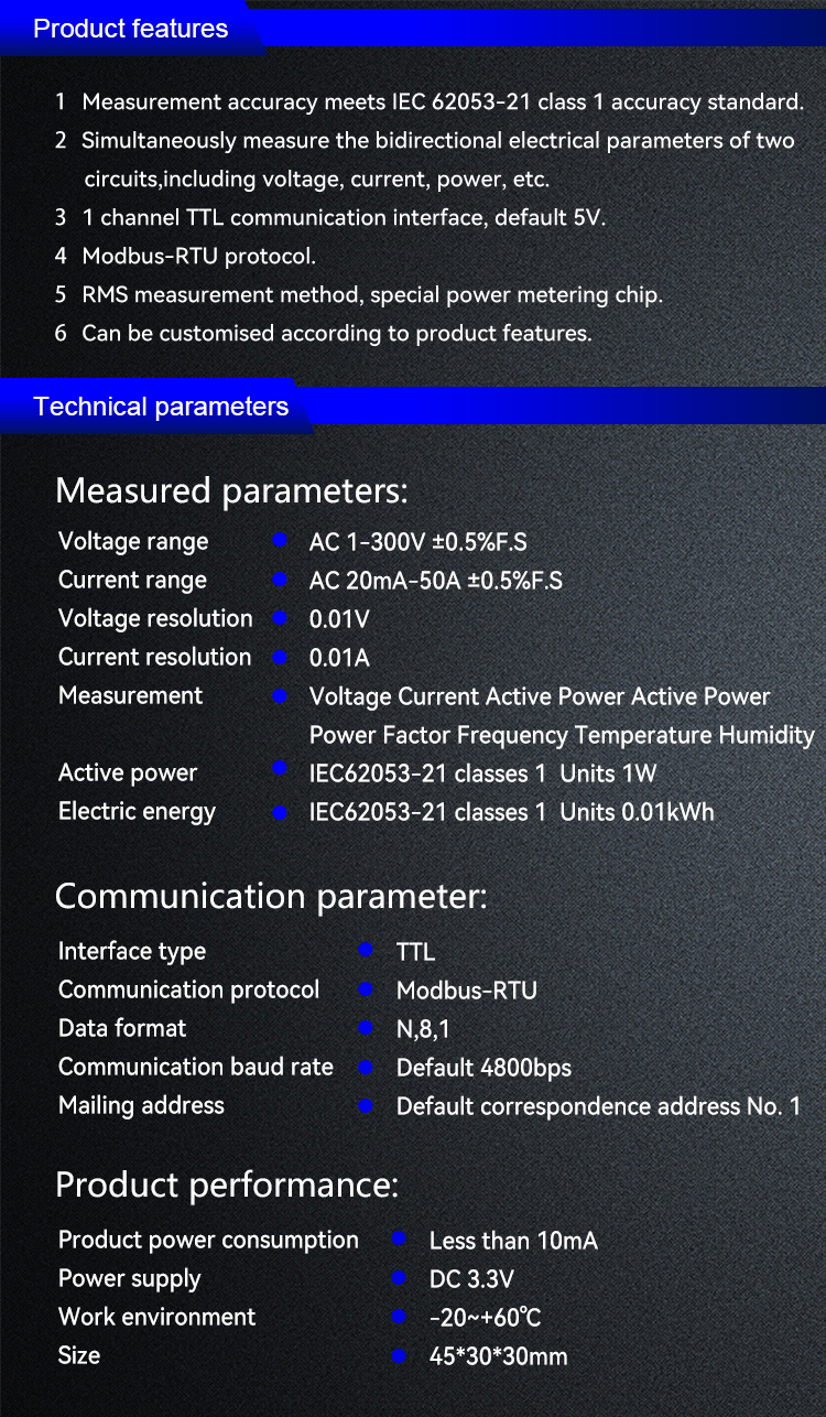 JSY-MK-163TG single-phase energy meter module